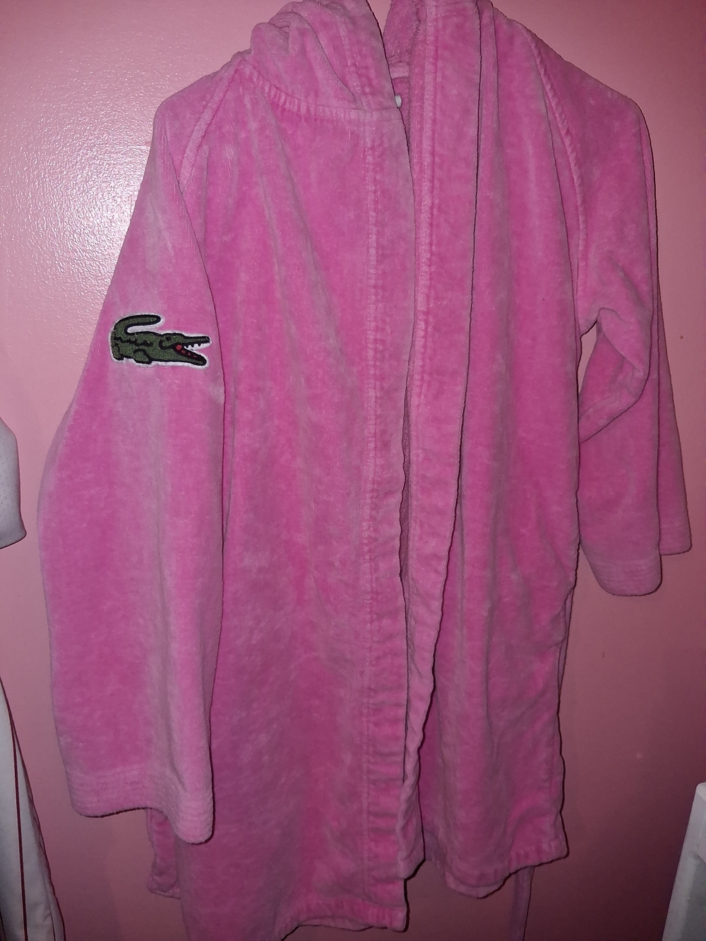 Lacoste Kids Hooded Pink Bath Robe with Crocodile Patch